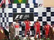 The podium ceremony (from left to right: , ,  and 