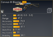 Corvus III Blaster statistics