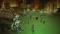 Mecha tanks attack in the factory