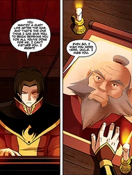 Zuko talked to a picture of  after becoming conflicted about his actions.