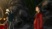 Korra, Jinora und Ikki sprechen mit Pema