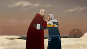 Tenzin y Katara abrazandosen