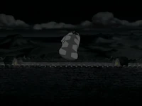 Yong Ten and Rong Yan flee as told by the Earth Kingdom soldier.