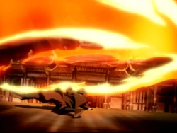 Spinning flame kick