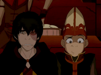 Aang and Zuko awkwardly watch play