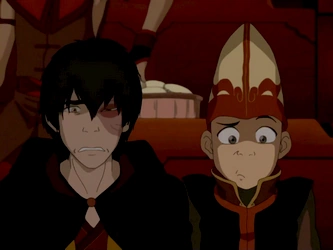 Aang and Zuko awkwardly watch play