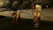 El Jefe hablando con Aang y Zuko