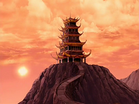 Crescent Island Fire Temple at sunset