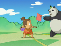 The chibi art style used while  is telling his story.