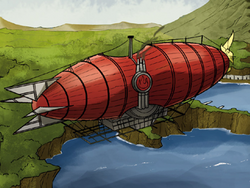 Fire Nation airship over capital