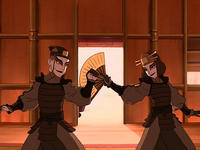 Suki and Sokka train