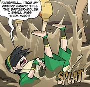  falls into the mud.