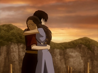 Katara and Zuko hug