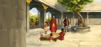 Familia de tenzin en el templo aire