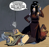  subdues  using a fire resistant  wool scarf, temporarily disabling his , and seized the key to rescue .