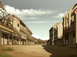 The battle has left the village in ruins.