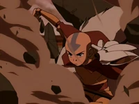 Aang destroys rock