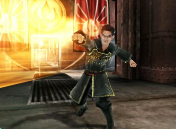 Zuko firebending in The Last Airbender game