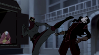 Asami dodging an attack