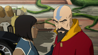 Korra and a worried Tenzin