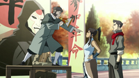 Korra with the protester