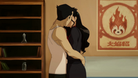 Mako and Asami kiss in the apartment