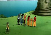Toph no se inclina ante la estatua