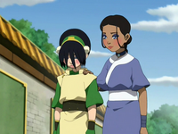 Katara comforting Toph