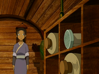 Katara spots a waterbending scroll