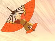 Aang fliegt mit seinem Gleiter