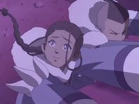 Katara calls out to Aang