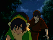 Toph huyendo de Zuko