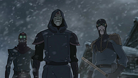 The Equalists watch Korra flee