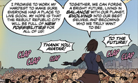 Korra holds a speech