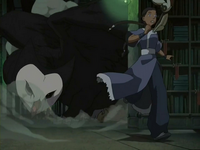 Katara flees from Wan Shi Tong