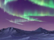 The aurora borealis that Unaraq and Aloi are watching.