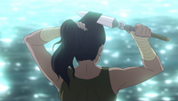 Korra cutting her hair