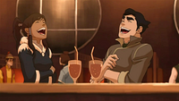 Korra and Bolin laughing