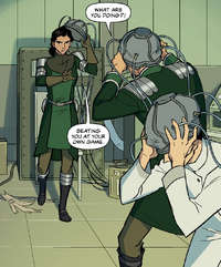 Kuvira attacks Guan and Sheng