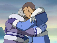 Katara and Kanna hugging