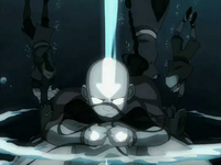 Aang creates an air pocket