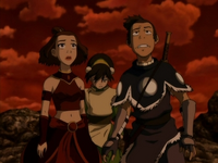 Sokka, Suki, and Toph