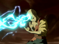 Aang absorbs lightning