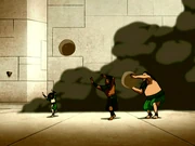 The soldier smashed a boulder to bits.