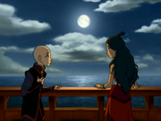 Aang y Katara hablando