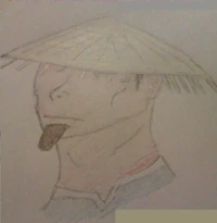 Kimaru's appearance it was hard to see his face since he kept it mostly hidden under his straw hat.