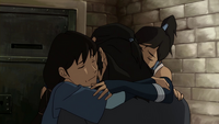 Korra and Senna hug Tonraq
