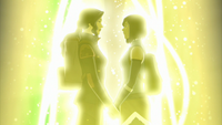 Asami and Korra holding hands