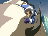 Katara pets Appa