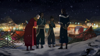 Tenzin bidding farewell to Korra